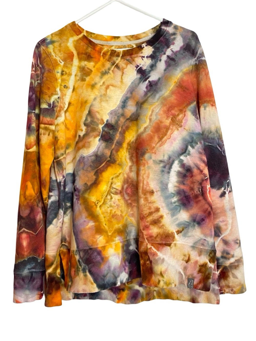 Handmade Ice Tie Dye Sweatshirt Pullover Womens Size Large Geode Gold Multi